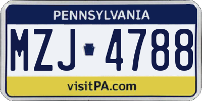 PA license plate MZJ4788