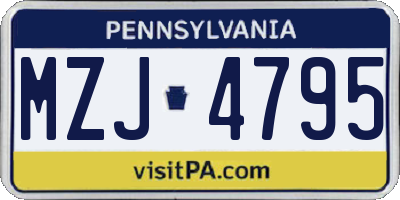 PA license plate MZJ4795