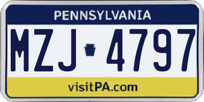 PA license plate MZJ4797