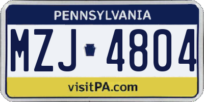 PA license plate MZJ4804