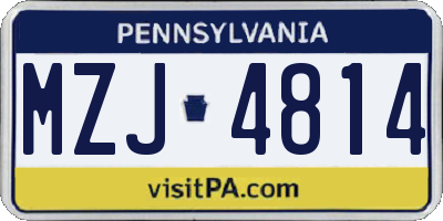 PA license plate MZJ4814