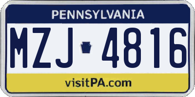 PA license plate MZJ4816