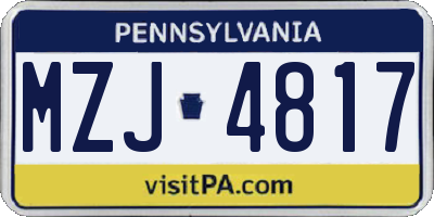 PA license plate MZJ4817