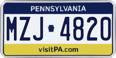 PA license plate MZJ4820