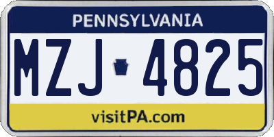 PA license plate MZJ4825
