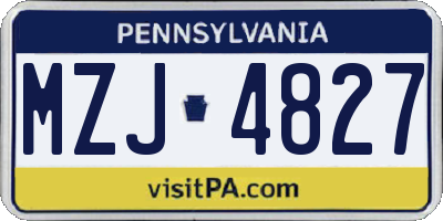 PA license plate MZJ4827