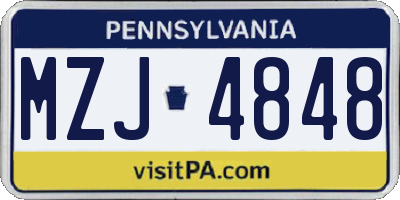 PA license plate MZJ4848