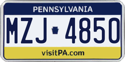 PA license plate MZJ4850