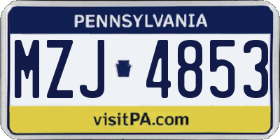 PA license plate MZJ4853
