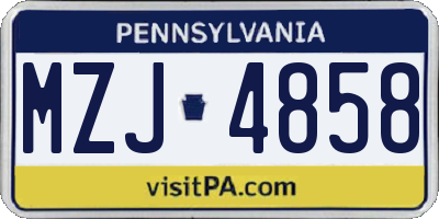 PA license plate MZJ4858