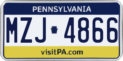 PA license plate MZJ4866