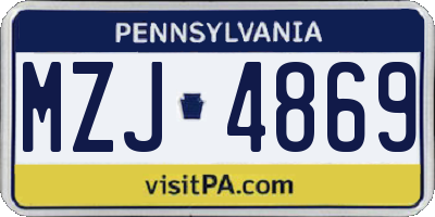 PA license plate MZJ4869
