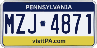 PA license plate MZJ4871