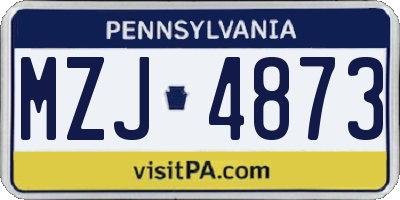PA license plate MZJ4873