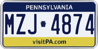 PA license plate MZJ4874