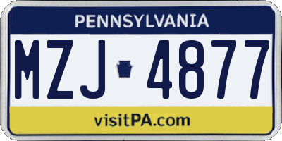 PA license plate MZJ4877
