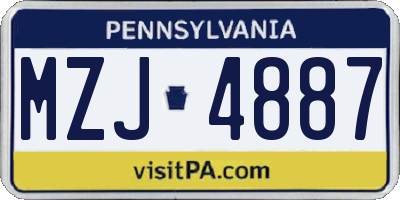 PA license plate MZJ4887