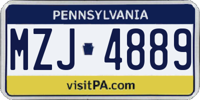 PA license plate MZJ4889
