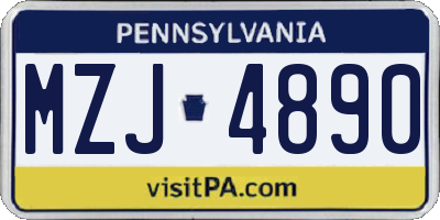 PA license plate MZJ4890