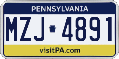 PA license plate MZJ4891