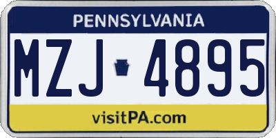 PA license plate MZJ4895