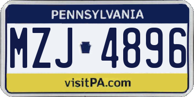 PA license plate MZJ4896