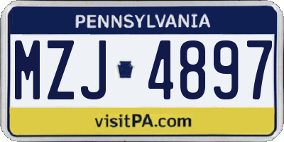 PA license plate MZJ4897