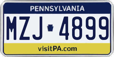 PA license plate MZJ4899