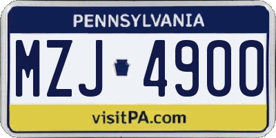 PA license plate MZJ4900
