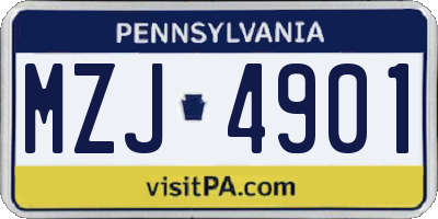 PA license plate MZJ4901