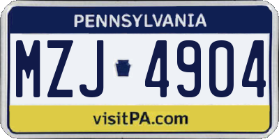 PA license plate MZJ4904