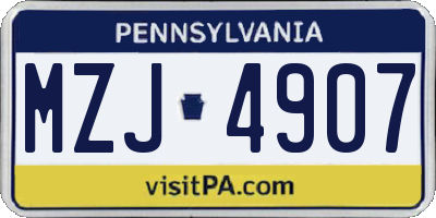 PA license plate MZJ4907