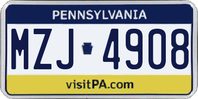 PA license plate MZJ4908