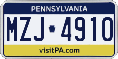 PA license plate MZJ4910
