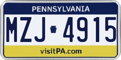 PA license plate MZJ4915
