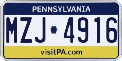 PA license plate MZJ4916