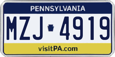 PA license plate MZJ4919