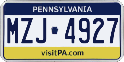 PA license plate MZJ4927