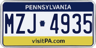 PA license plate MZJ4935
