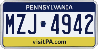 PA license plate MZJ4942