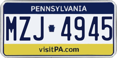 PA license plate MZJ4945