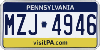 PA license plate MZJ4946