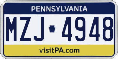 PA license plate MZJ4948