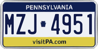 PA license plate MZJ4951