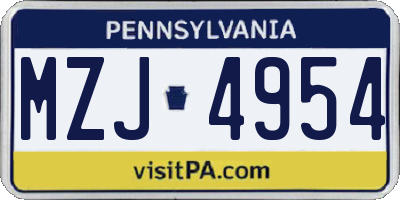 PA license plate MZJ4954
