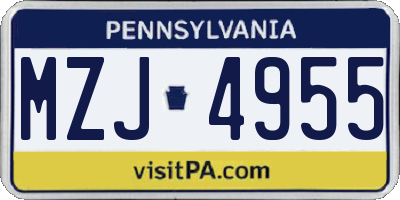 PA license plate MZJ4955