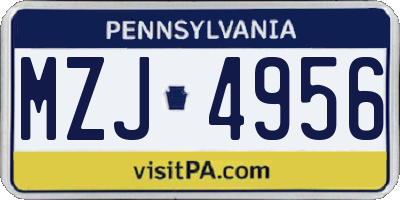 PA license plate MZJ4956