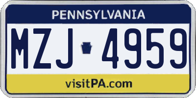 PA license plate MZJ4959
