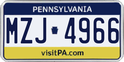 PA license plate MZJ4966
