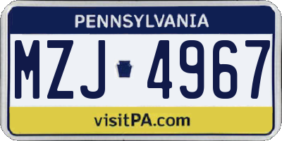 PA license plate MZJ4967